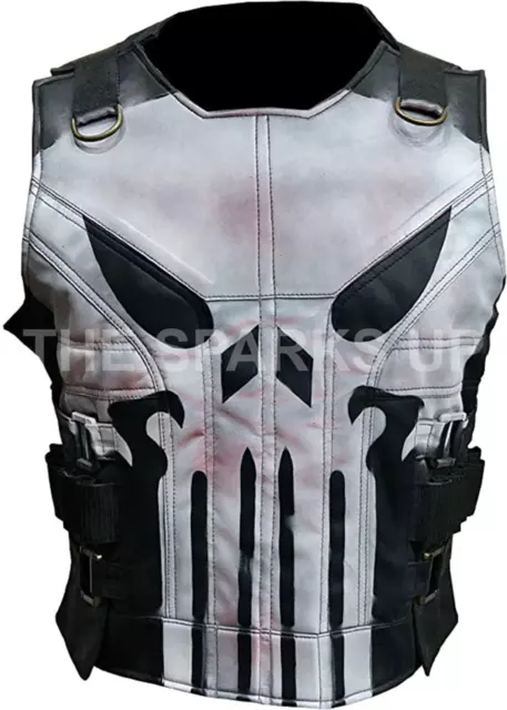 Mens War Skull Season 2 Jon MotorCycle Biker Tactical Real Leather Costume Vest