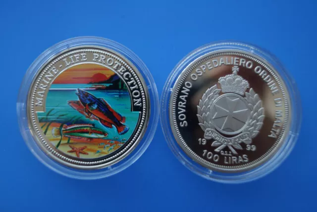 Malta 100 Liras 1999 Marine Life Protection - Lippfische (ER10)