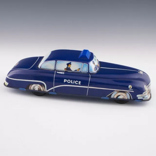 Blechplatte reibungsbetriebenes Polizeiauto c1955 3