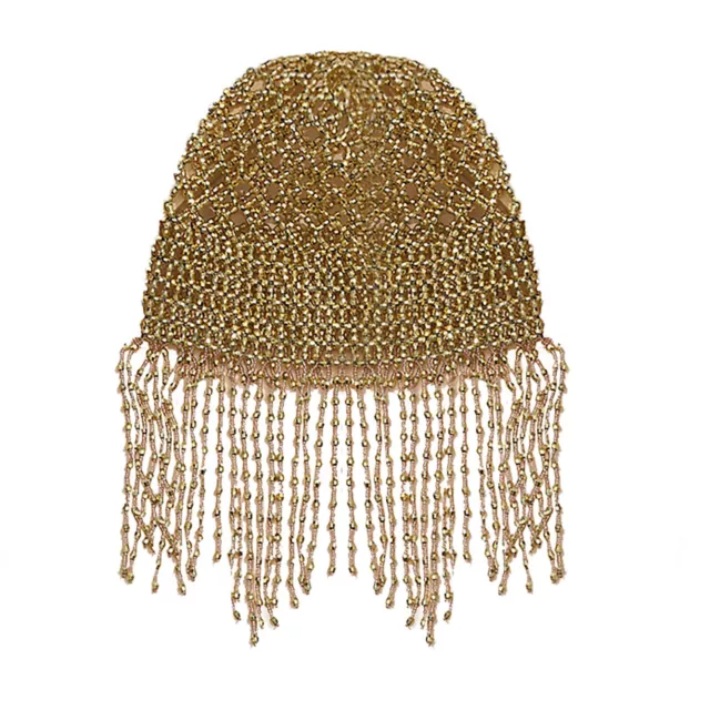 Womens Headpiece Mysterious Beaded Cap Wedding Belly Dance Hat Beautiful 1920s 2