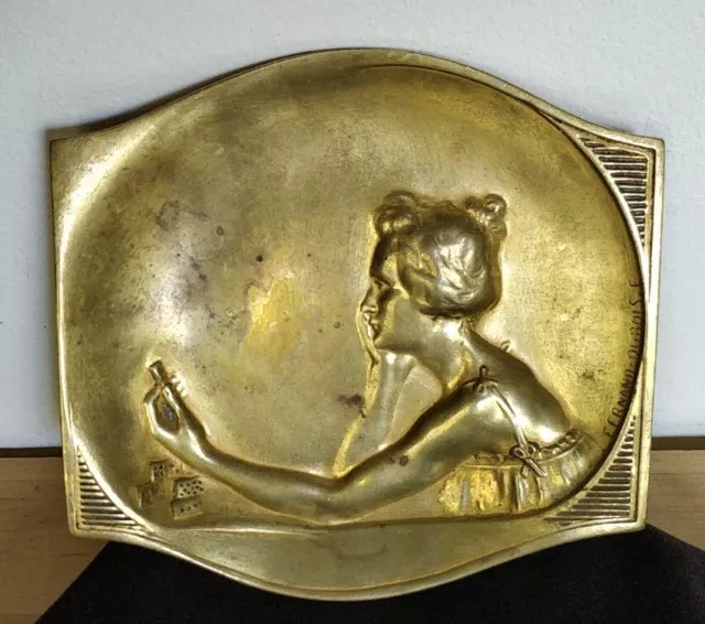 Art Nouveau Gilt Bronze Tray EMILE FERNAND DUBOIS C.1900