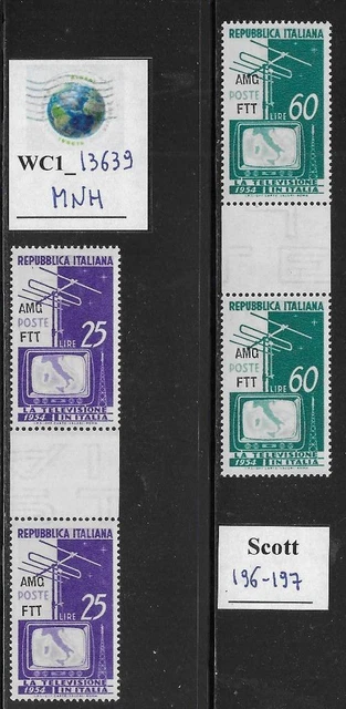 WC1_13639. ITALY: TRIESTE FTT. Gutter pairs 1954 START OF TV. Scott 196-197. MNH