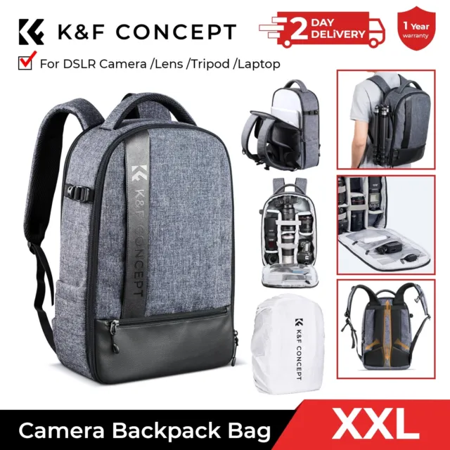K&F Concept Camera Backpack Large Capacity Waterproof Nylon Bag for DSLR Camera