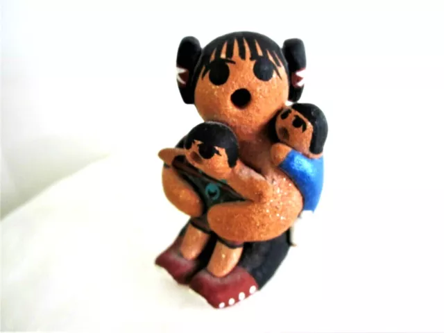 Santo Domingo Storyteller 2.25" Miniature Pottery Figure - Signed Karen Tenorio