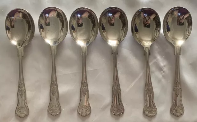 6 Silver Plated Soup Spoons. Kings Pattern. A1 EPNS Sheffield. 17.7cm.