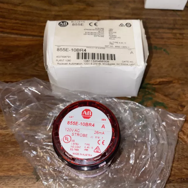 Allen-Bradley 855E-10Br4 50Mm Stack Light Red Strobe Light Module 120Vac New Tm1