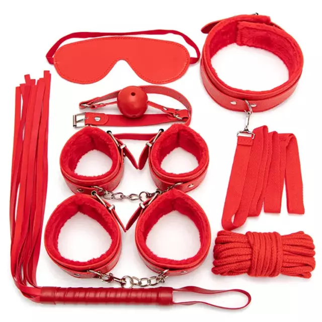 Set Of 7 BDSM Kit - Bondage Kit With Nipple Clamps And Sex Whips