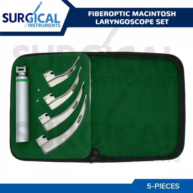 Fiberoptic Macintosh Laryngoscope Set EMT Anesthesia Intubation German Grade