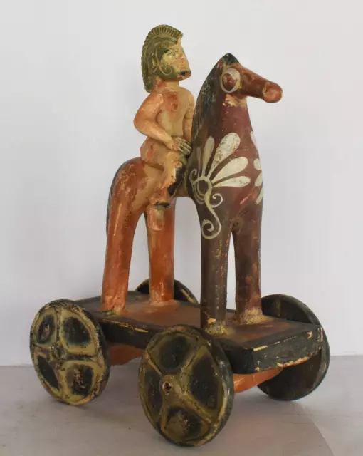 Horse Rider - Wheels Toy - Athens - 500 BC - Miniature - Ceramic Artifact