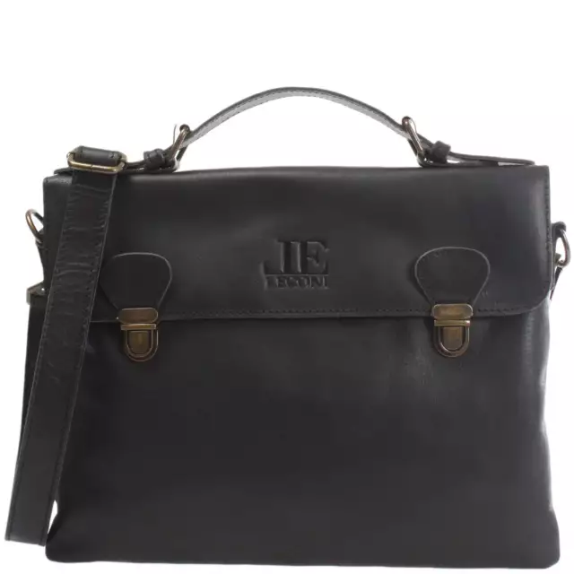 LECONI kleine Umhängetasche Schultertasche Damen und Herren Leder schwarz LE3079