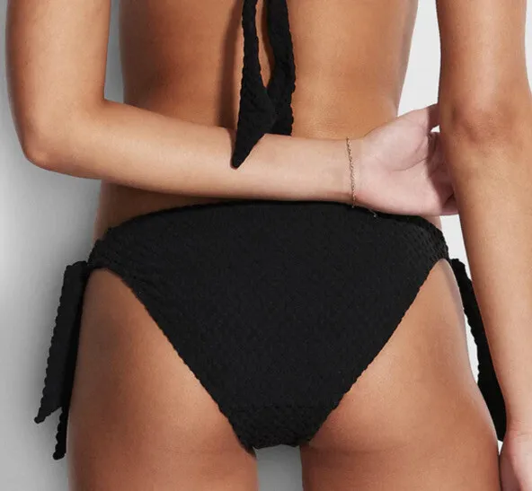 NWT Seafolly Womens Riviera Hipster Tie Side Bottom Black Size 12 2