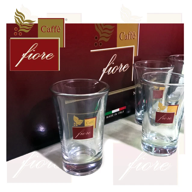 2 Confezioni da 6 Bicchierini in Vetro CAFFÈ FIORE per Cialde Caffè e Espresso