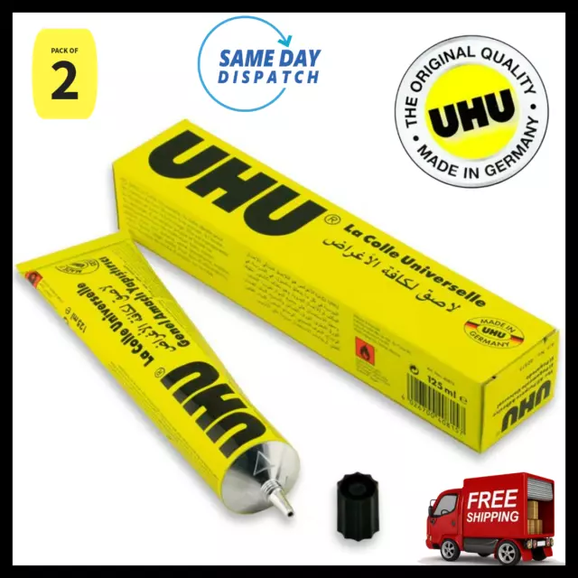 UHU All Purpose Glue 125ml Jumbo Size Tubes Extra Strong Clear Adhesive X 2