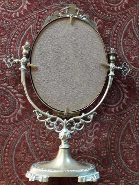 Ancien miroir de PSYCHE de table en bronze,  pivotant