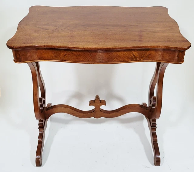 Antique AMERICAN 19thC Victorian CARVED Fleur de Lis MAHOGANY Sofa CONSOLE TABLE