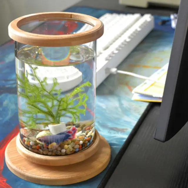 Small Fish Tank Decor Fish Bowl Accessories Betta Glass Aquarium Base S0E1 J1I8