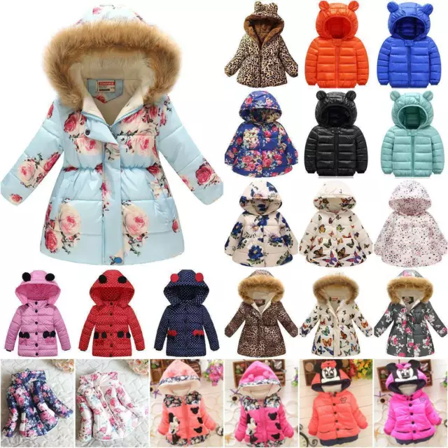 Kids Boys Girls Hoodie Puffer Jacket Thick Winter Warm Down Coat Quilted Outwear