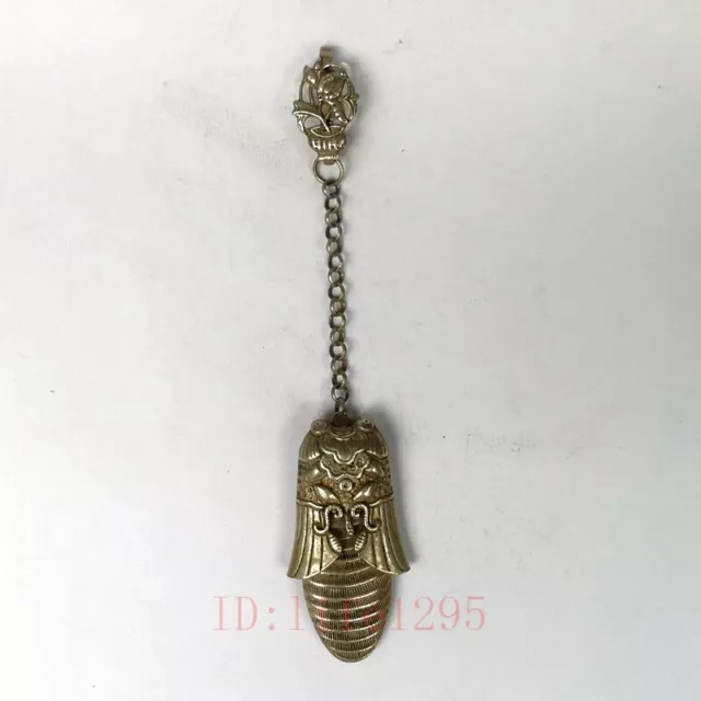 Collection Old China Copper Silver Carving Cicada Bat Ancient Needle Sac Pendant