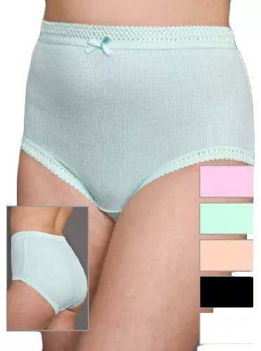 Women Ribbed Full Briefs Knickers Underwear 100% Cotton Comfy Everyday Wear