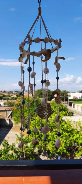 Scacciapensieri In Conchiglia Capiz Blu - Campanelli Eolici Da Esterno, Decorazione Per Giardino