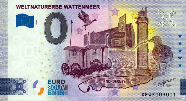 Null Euro NULL EURO SCHEIN - 0 Euro Schein - Weltnaturerbe Wattenmeer - Norderney ...