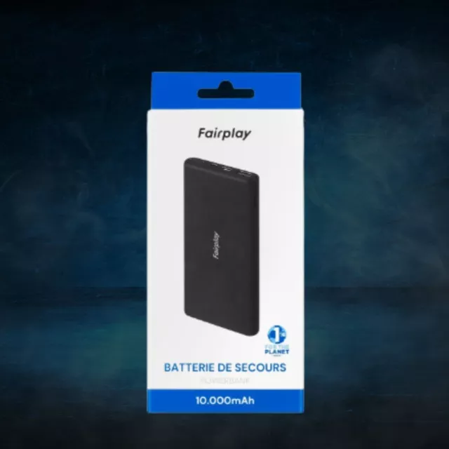 PowerBank 10.000mAh NOIR - FAIRPLAY - Batterie de secours - Charge rapide