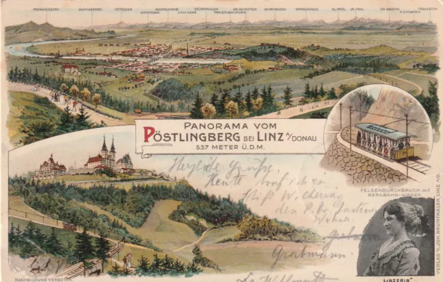 AK-Panorama vom Pöstlingberg bei Linz a/Donau-1904