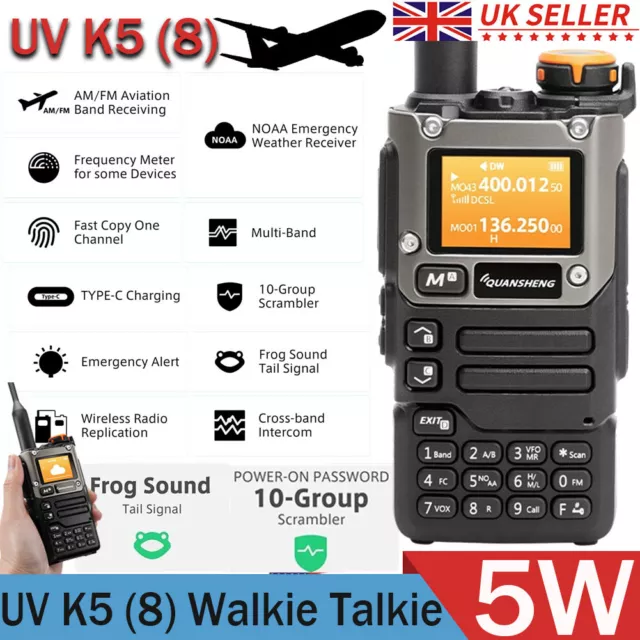 Quansheng UV-K5(8) VHF UHF Dual-Band Ham 5W Portable Two-way Radio Walkie Talkie