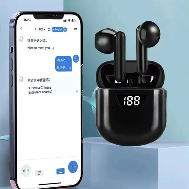 Language Translator Earbuds Instant Voice Translator Wireless Device Black Gift