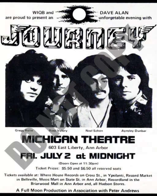 July 1976 Journey Concert At Michigan Theatre Ann Arbor Newspaper Ad 8x10 Photo