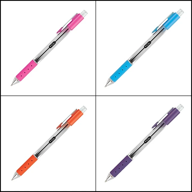 TUL Retractable Gel Pens, Bullet Point, 0.5mm, Assorted Bright Ink Colors,8 pens