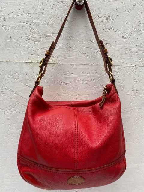 Sac à Main Fossil En Cuir Vintage Rouge Occasion - Très Bon état - Style Porté épaule