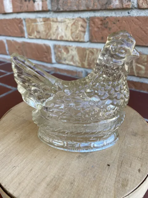 Vintage Easter 1940’s J.H.Millstein Co. Glass Hen on a Nest Candy Container
