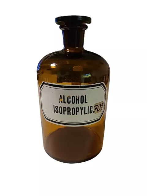 Alte Apothekerflasche Ca. 3,5l /Alcohol Isoprobylic 70%/28cm Hoch/Schliffstopfen