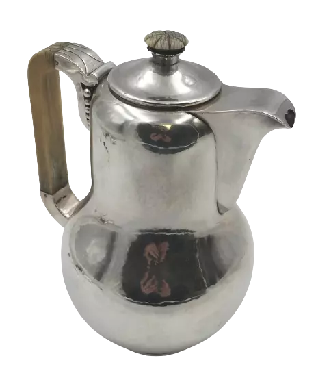 Danish Hammered Sterling Silver Coffee Pot in Jensen Art Deco Art Nouveau Style