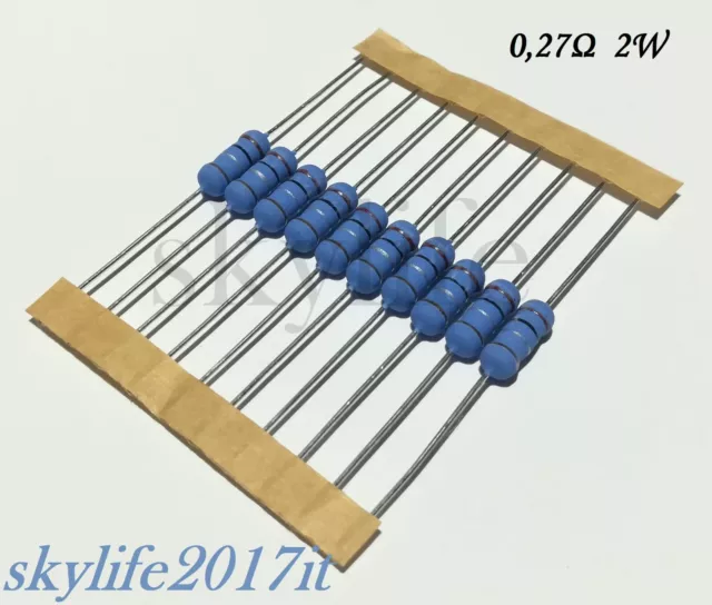 10 pz Resistenze 0,27 ohm 2W 5% - 10 pezzi resistenza 0,27ohm 0R27