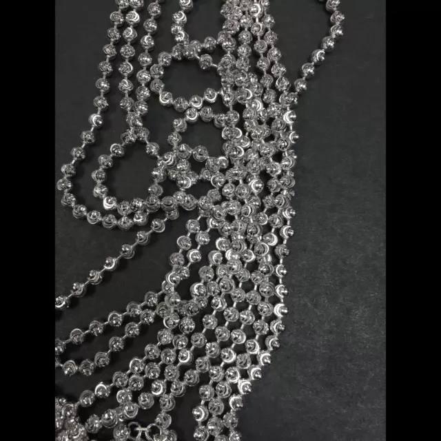 ITALIEN HALBMOND diamantgeschliffene Halskette/Armband-Rhodium-Kugel-Perle - 2 mm ~ 4 mm