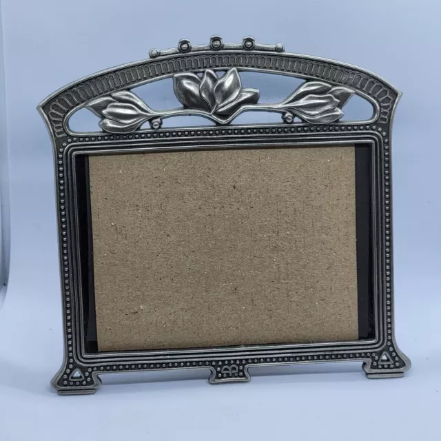 Vintage Metal Photo frame Beautiful Flowers Heavy 6×6