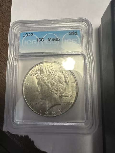 1923-P Peace Silver Dollar $1 ICG MS65 US Silver