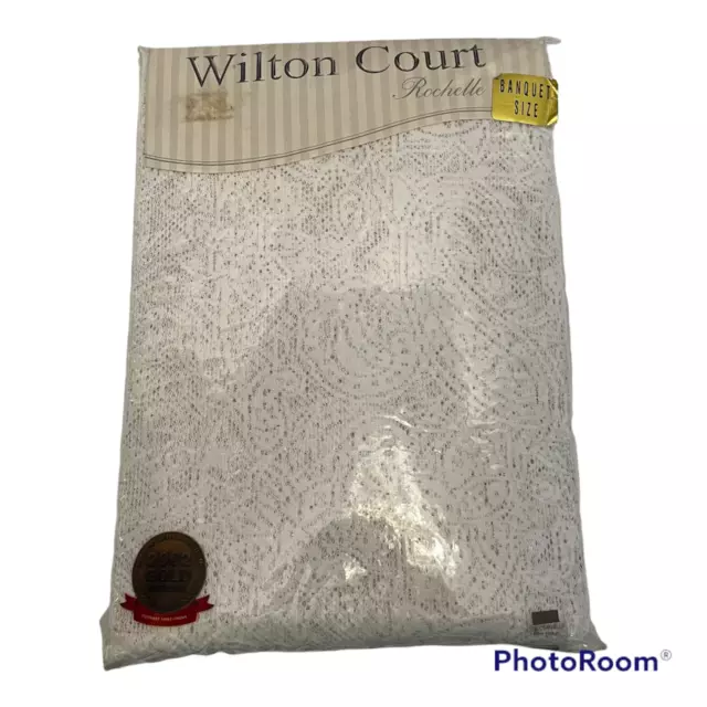 Vintage Lace Tablecloth White 60X104 Rectangle Rochelle Wilton Court Designs NEW