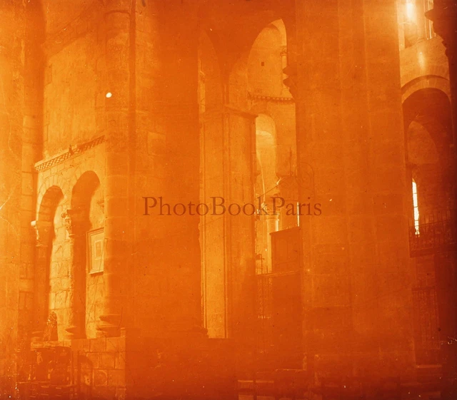 FRANCE Eglise Interieur Photo Plaque de verre Stereo Vintage P29L20n14