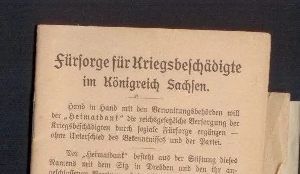 Fürsorge Heft für Kriegsbeschädigte, 1 Weltkrieg 1917, Großenhain /429