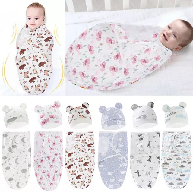 Newborn Baby Swaddle Blanket Cotton Adjustable Infant Sleep Sack Wrap 0-6 Months