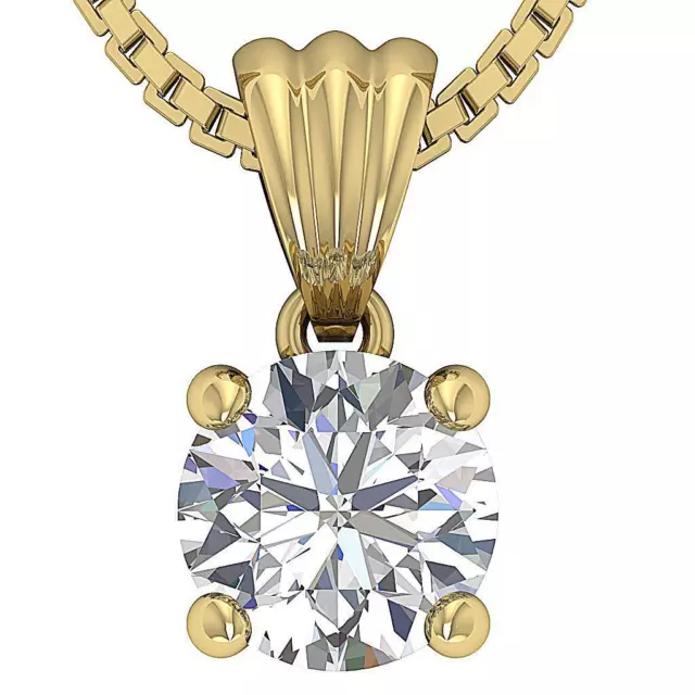 I2 H 1.16 Ct Natural Diamond 14K Solid Gold Prong Set Solitaire Pendant Necklace 2