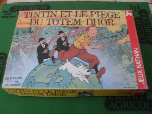 BOITE DE JEUX NATHAN " TINTIN ET LE PIEGE DU TOTEM D HOR " années 70 80