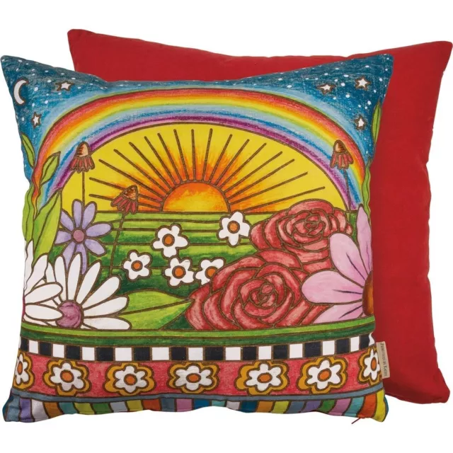 Primitives by Kathy Rainbow Floral 20in Square Toss Pillow