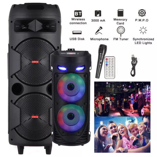 Bluetooth Party Speaker Heavy Bass Stereo Subwoofer Party RGB Karaoke Speakers