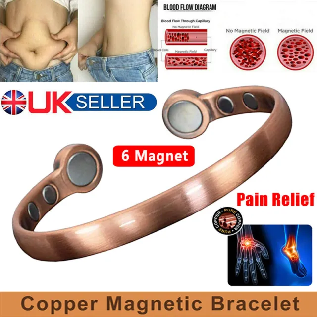 Pure Copper Bracelet Magnetic Healing Bio Therapy Arthritis Bangle on OnBuy