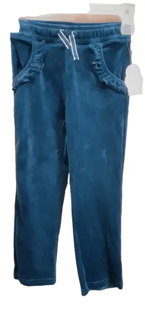 WONDER NATION BLUE Velour Pants With Ruffles and Drawcord Girl's Size ...