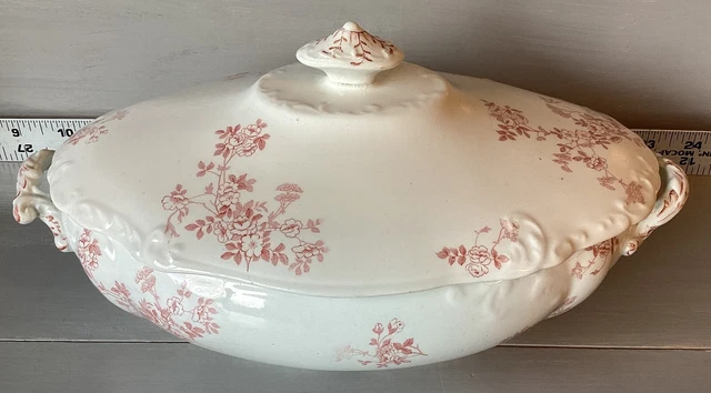 Antiguo plato de servir cubierto de semiporcelana engadina barco T&R Royal Inglaterra